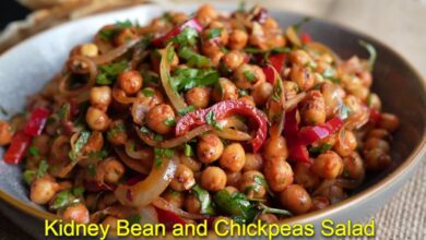 Quick Healthy Kidney Bean and Chickpeas Salad recipe Step by Step, Kidney Bean and Chickpeas Salad Ingredients